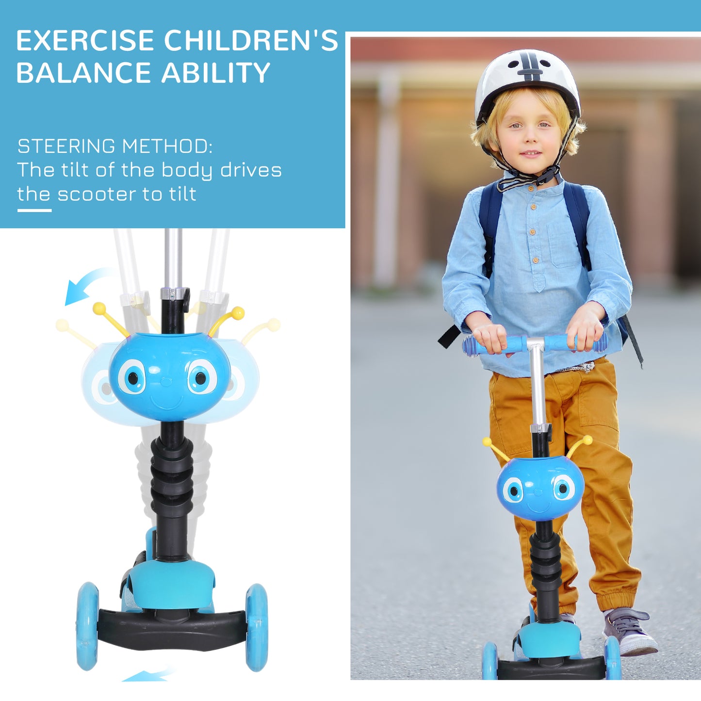 Adjustable Kids Toddler Scooter, with Removable Seat, Back Handle