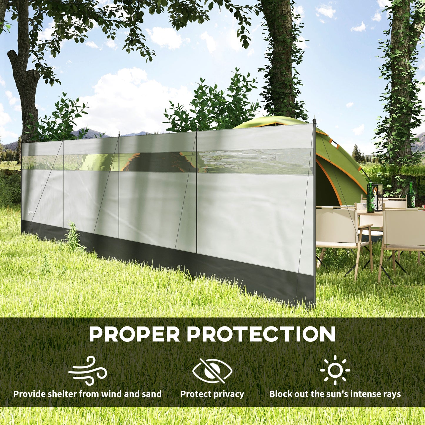 Camping Windbreaker with Clear Windows, Carry Bag and Steel Poles (1)