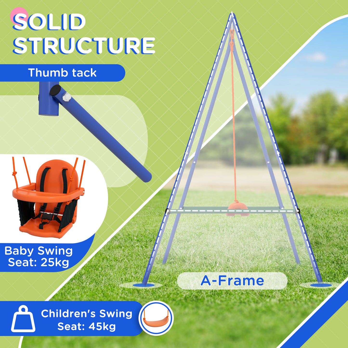Two-In-One Toddler Garden Swing, with Comfortable Seat