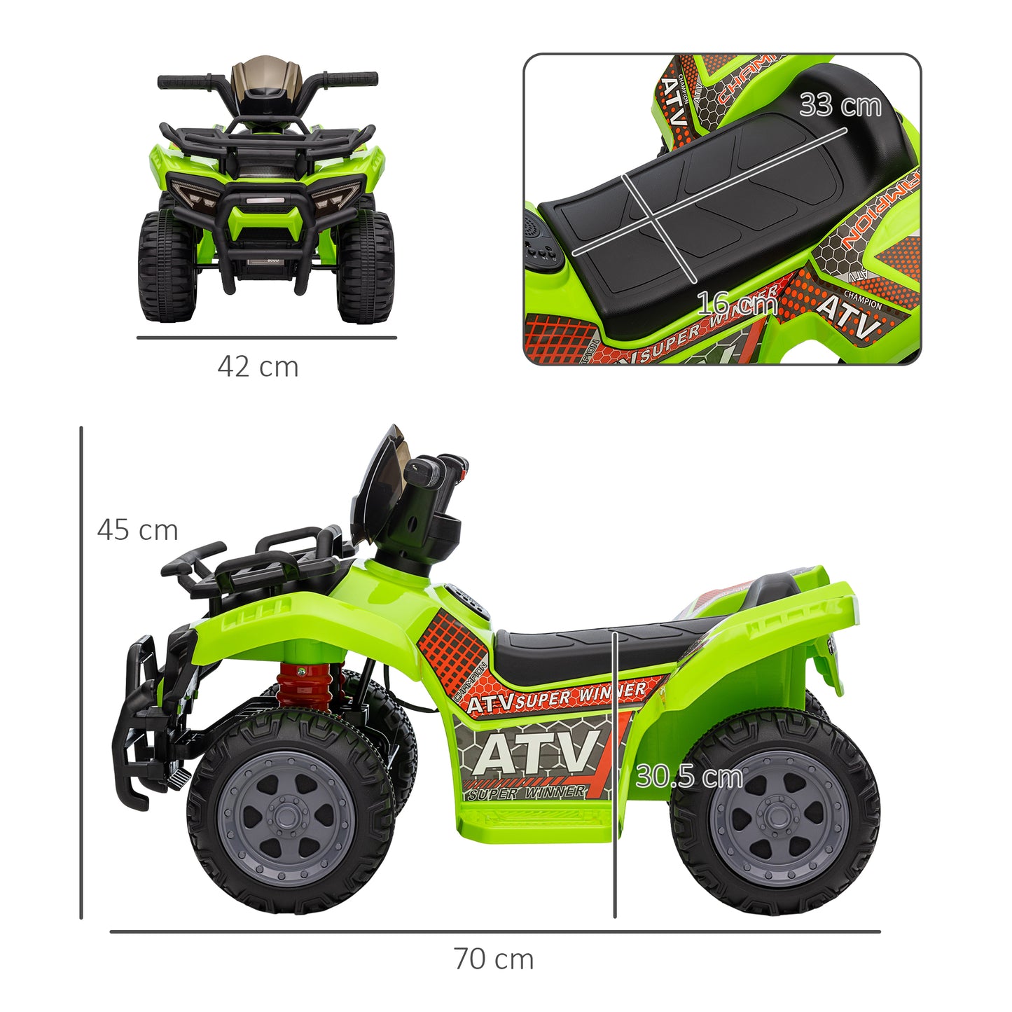 6V Kids Electric Ride on Car Toddlers Quad Bike All Terrain Vehicle