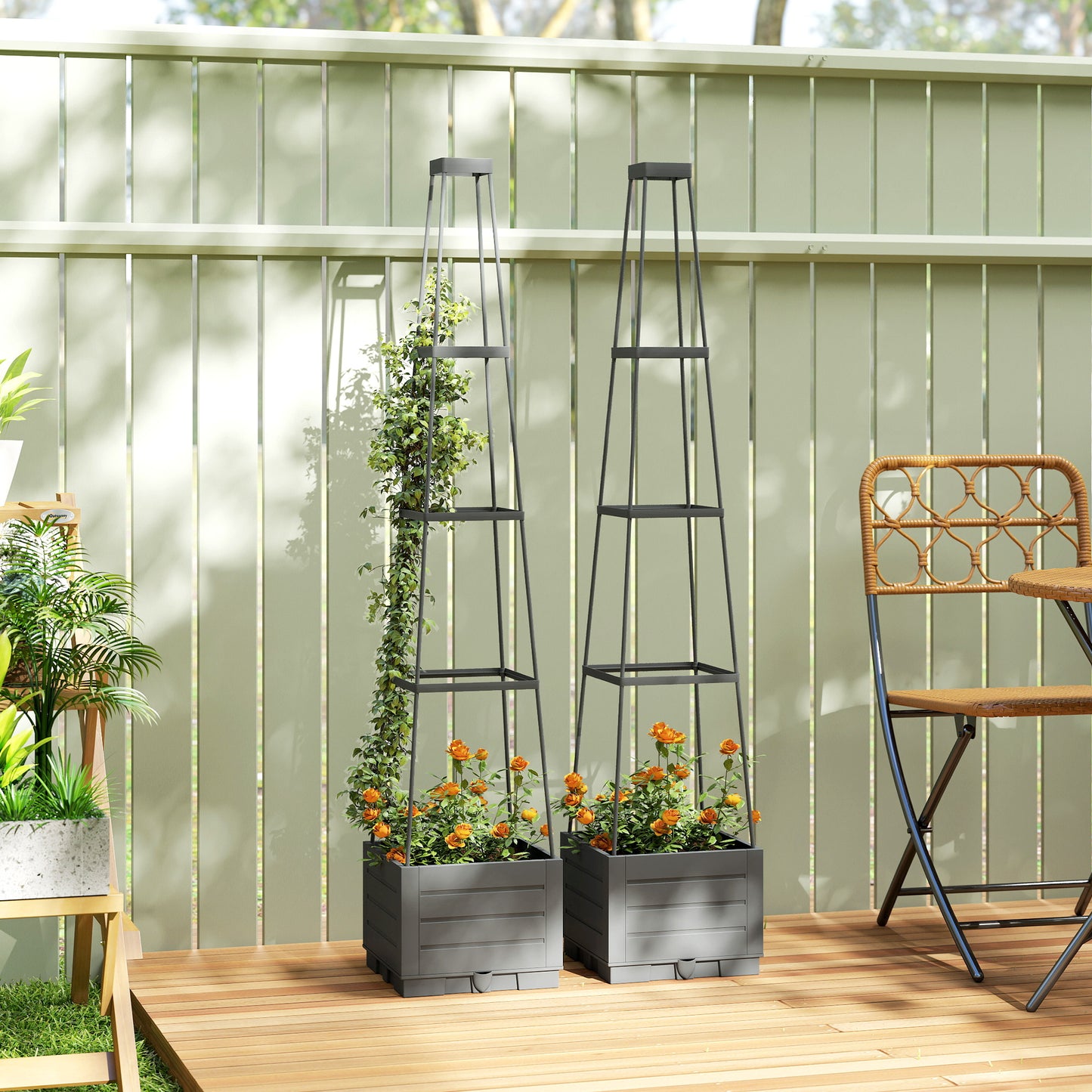 2 Pack Raised Garden Bed with Trellis