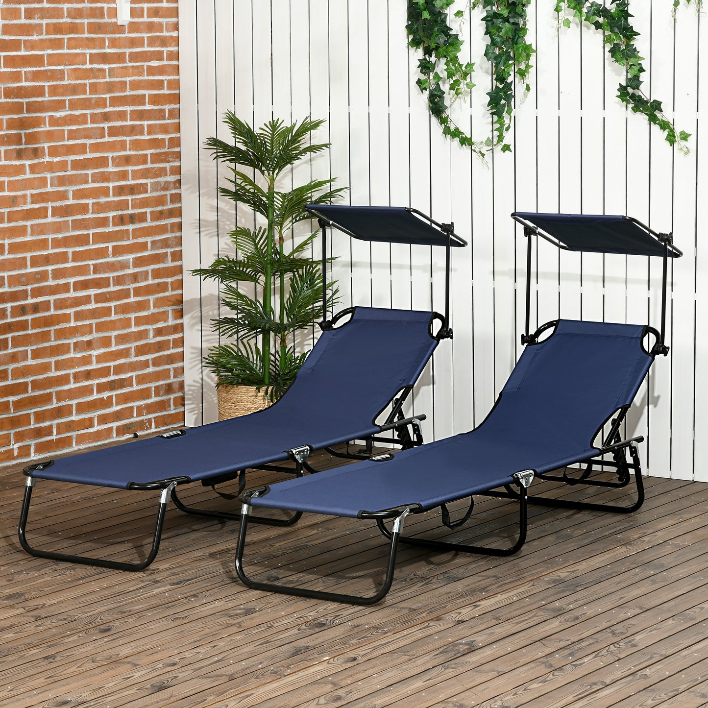 Set of Two Folding Sun Loungers