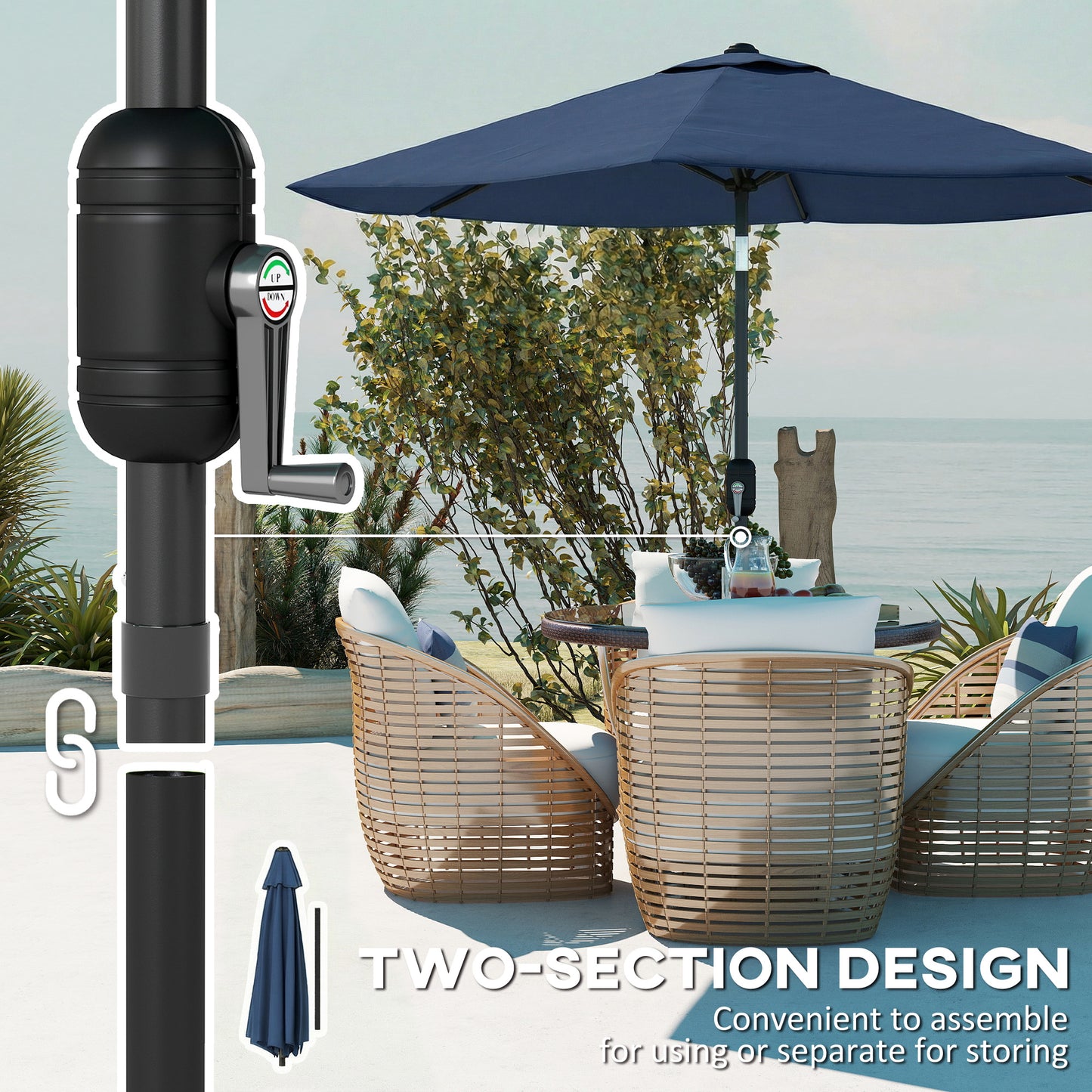 2.6 m Garden Parasol Umbrella with Aluminium Pole (8)