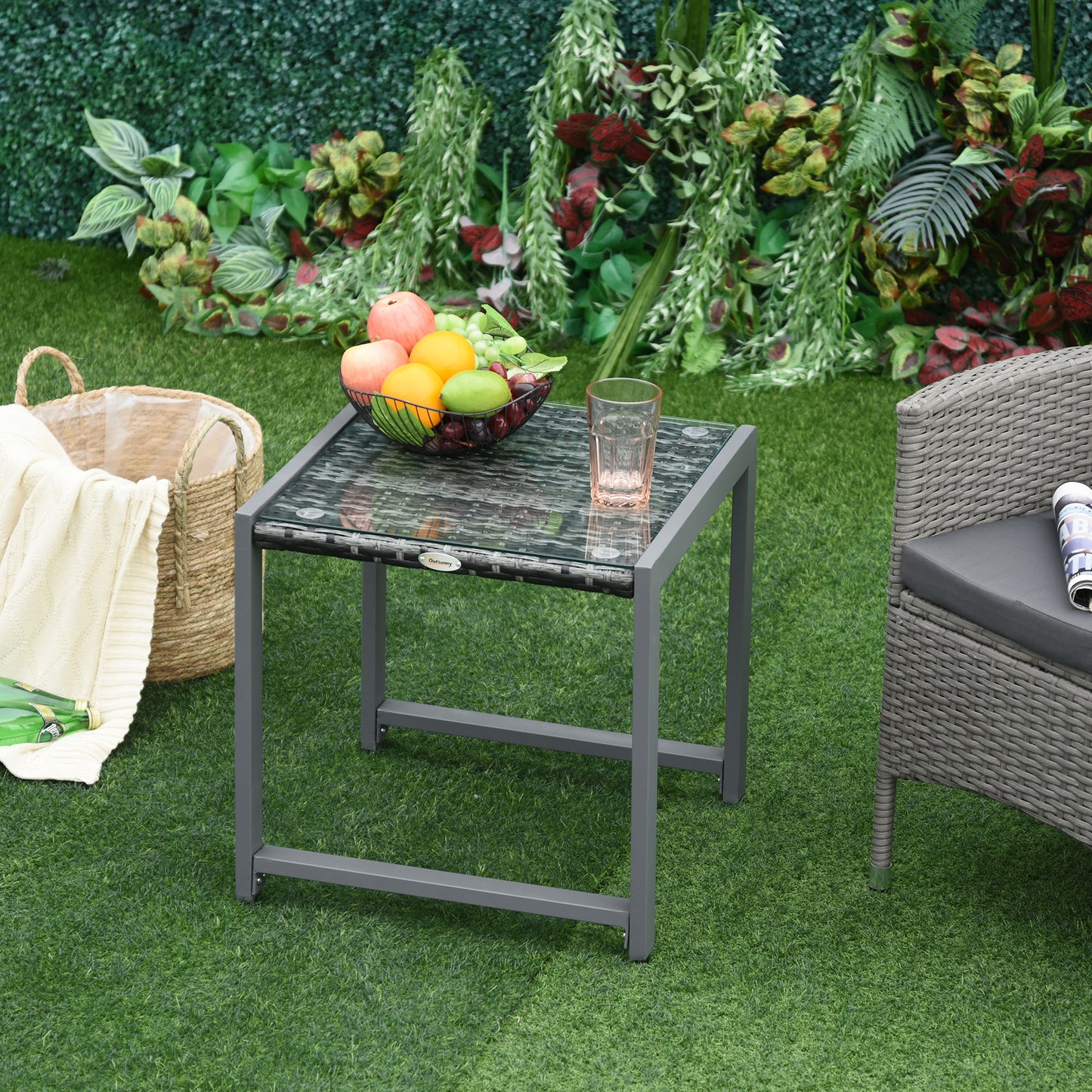 Rattan End Table Side Coffee Desk Outdoor Patio Wicker Sofa Chat