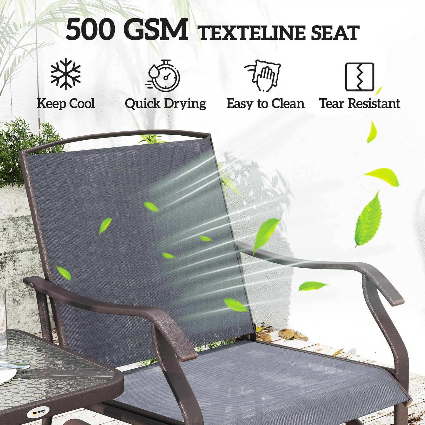 Glider Rocking Chair & Table Set 2 Single Seaters Rocker Garden