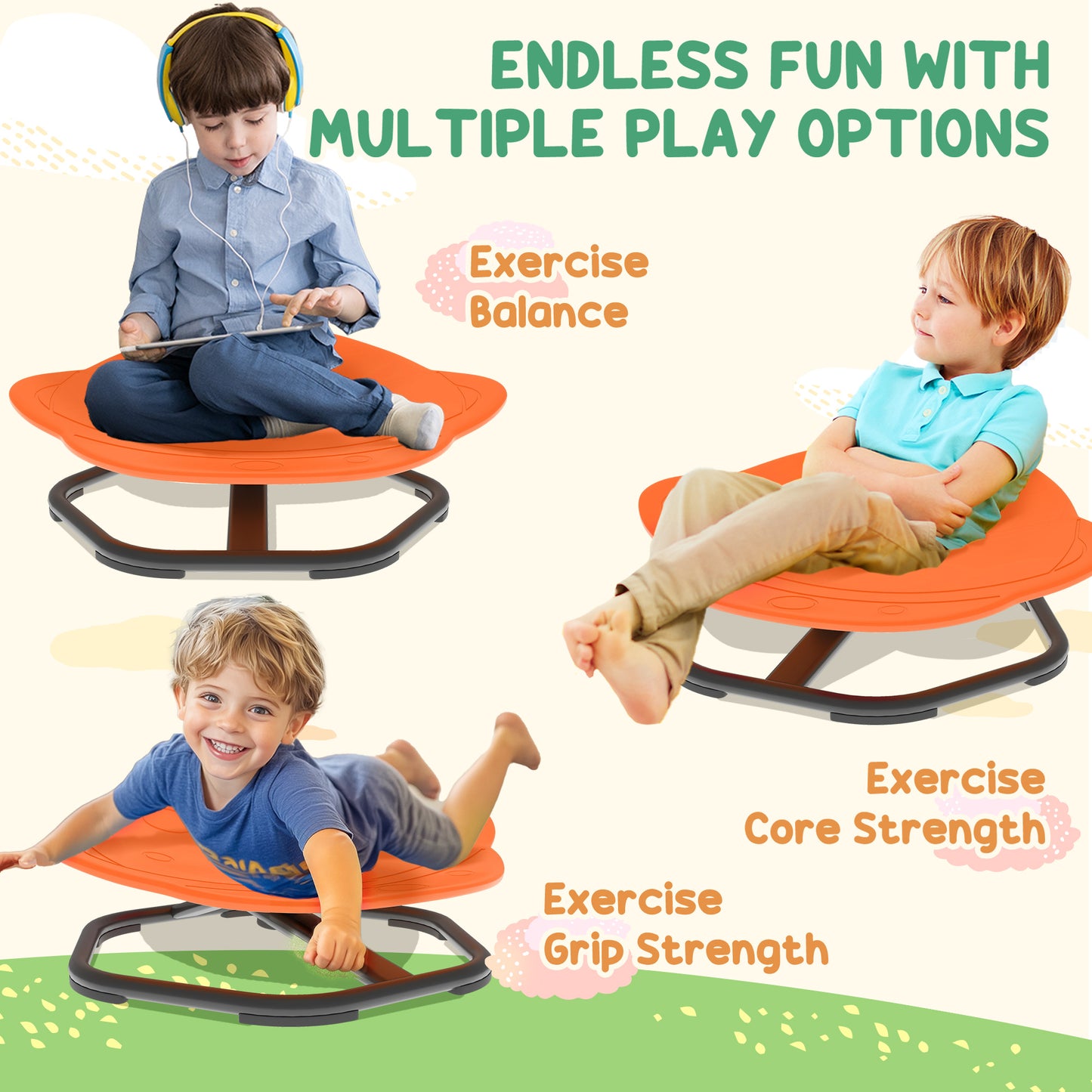 Planet-Shaped-kids Swivel Chair, Sensory Spinning Chair for Balance
