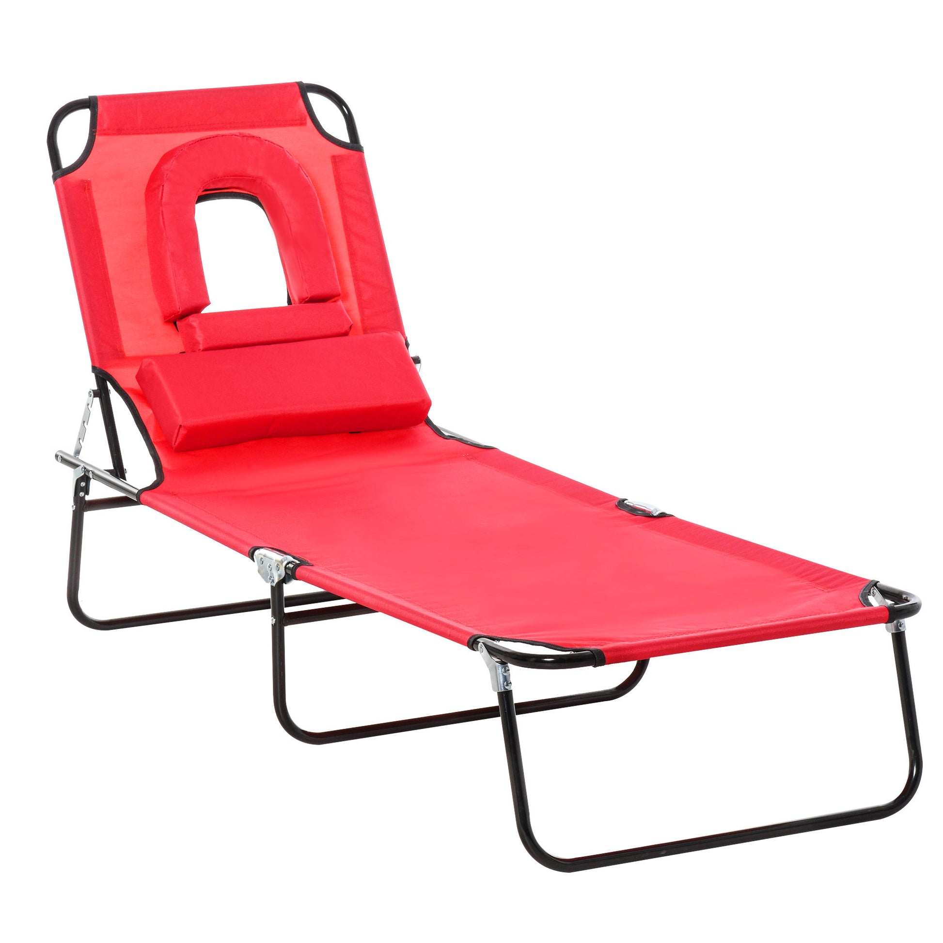Foldable Outdoor Sun Lounger Adjustable Backrest Reclining Chair