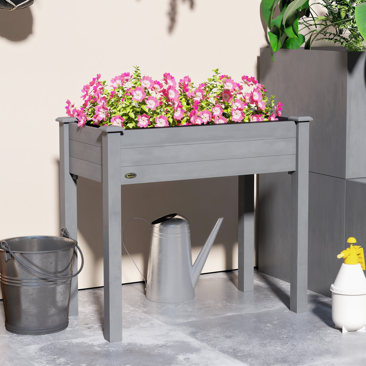 Raised Bed for Garden, Wooden Elevated Planter Box with Bed Liner
