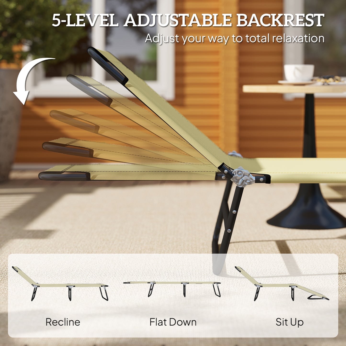 Foldable Sun Lounger with 5-Position Adjustable Backrest (1)