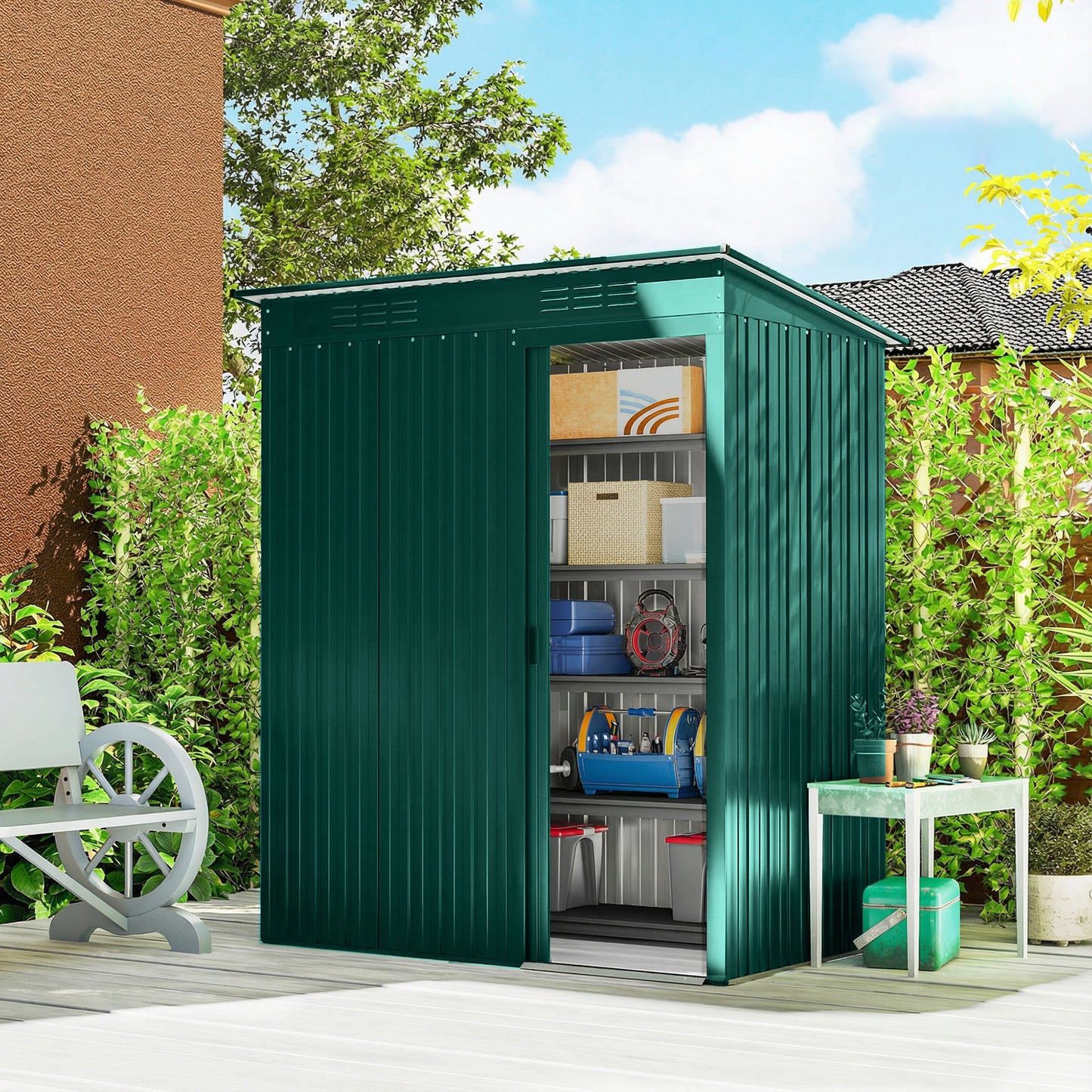 5 x 3.5ft Metal Garden Storage Shed with Effortless Assembly