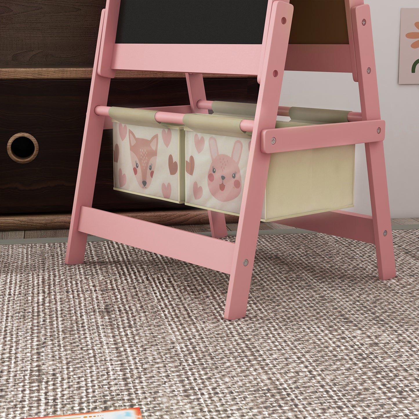 Kids Table and Chair Set and Kids Easel with Paper Roll